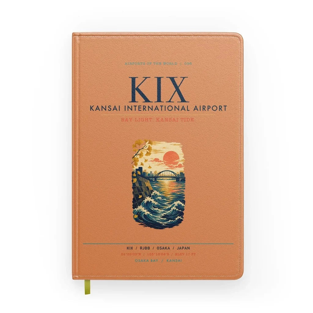 Osaka Kansai International Airport (KIX) design on orange notebook
