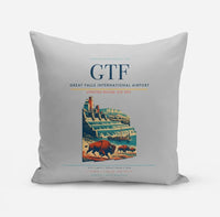 Thumbnail for Great Falls International Airport (GTF) design on light gray pillow