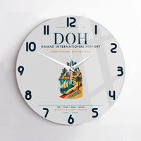 Thumbnail for Doha Hamad International Airport (DOH) design on light gray no frame wall clock