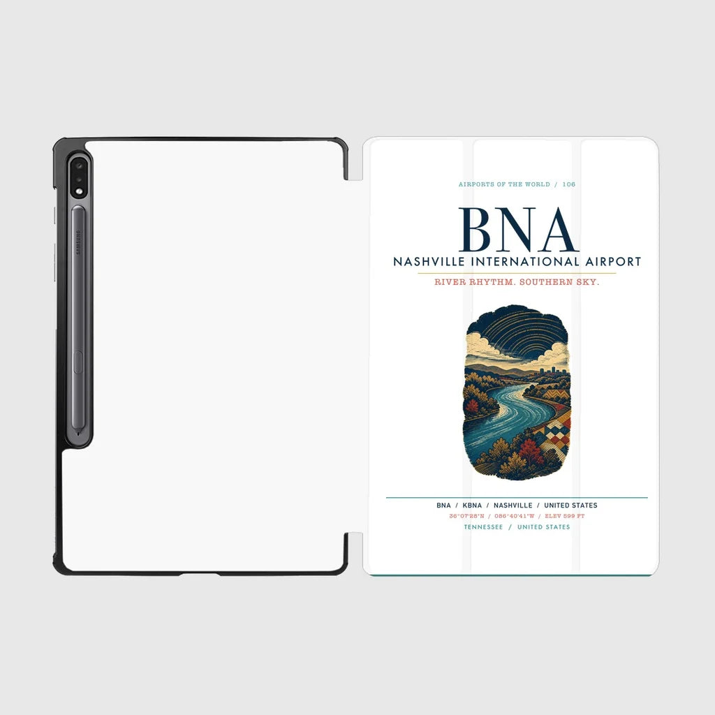 Nashville International Airport (BNA) design on white samsung tablet tablet case