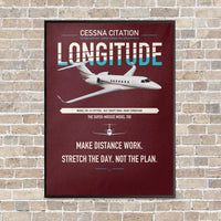 Thumbnail for Cessna Citation Longitude vertical canvas print - framed - dark red background
