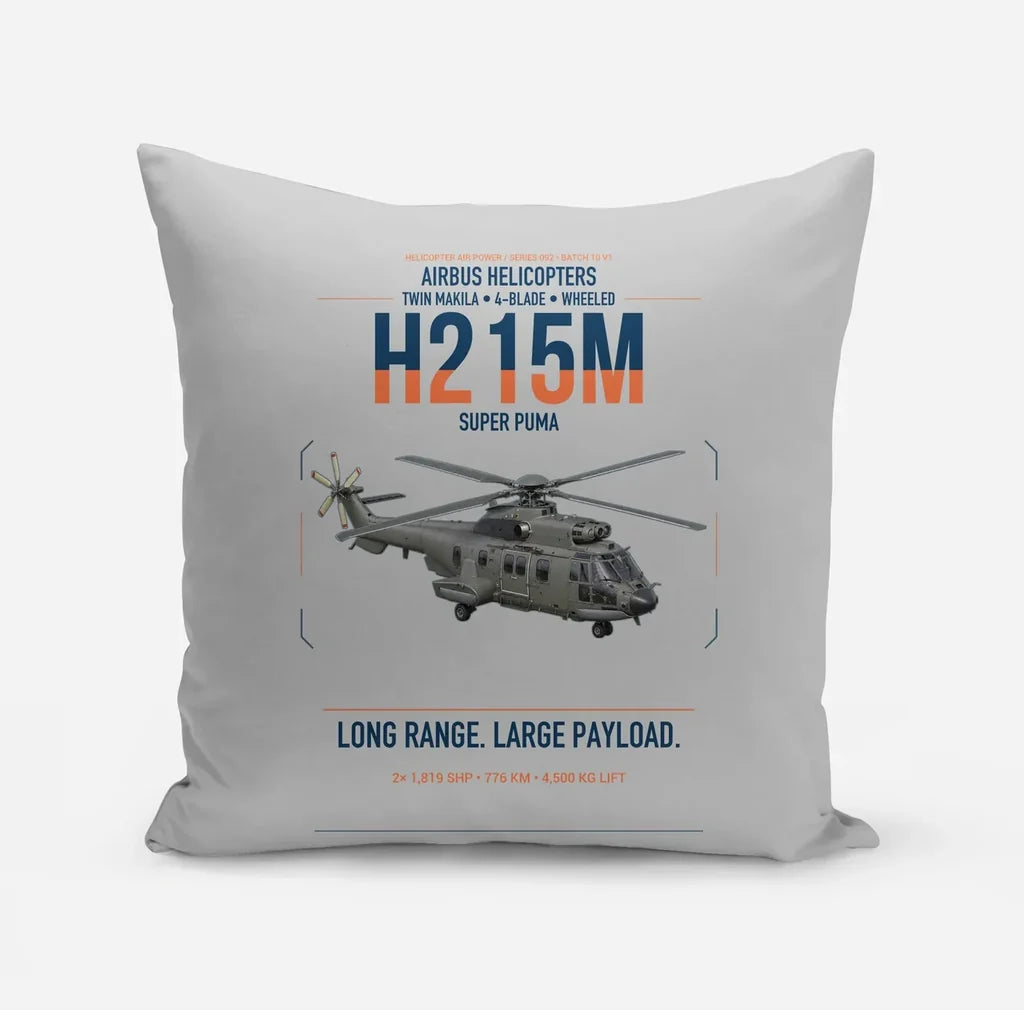 Airbus H215M design on light gray pillow
