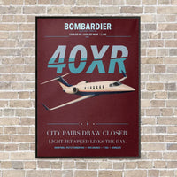 Thumbnail for Bombardier Learjet 40XR vertical canvas print - framed - dark red background