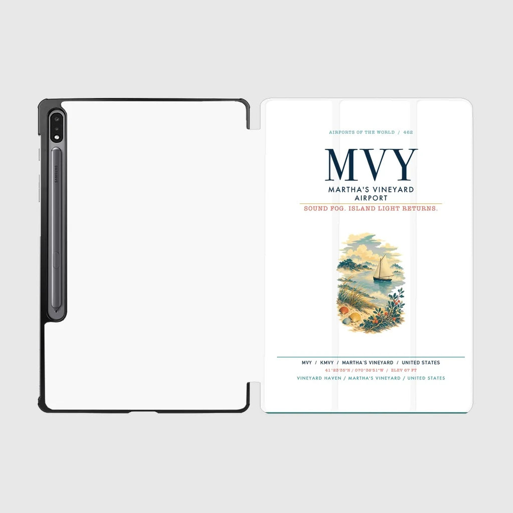 Martha's Vineyard Airport (MVY) design on white samsung tablet tablet case