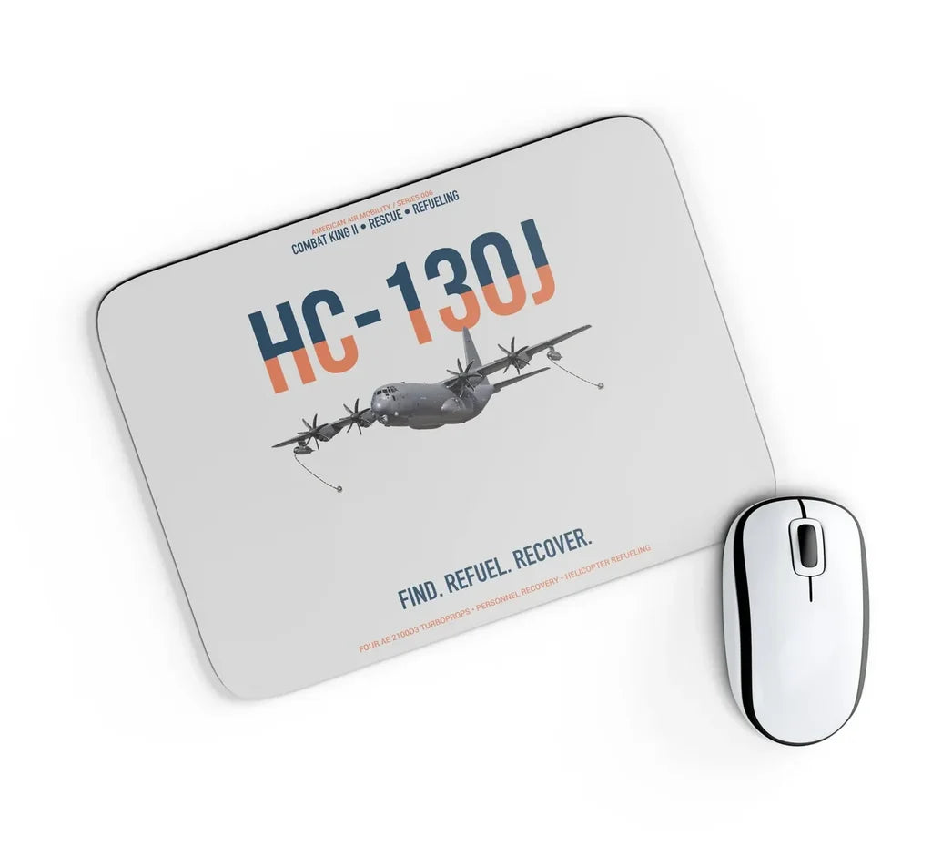 HC-130J COMBAT KING II design on light gray rectangle mouse pad