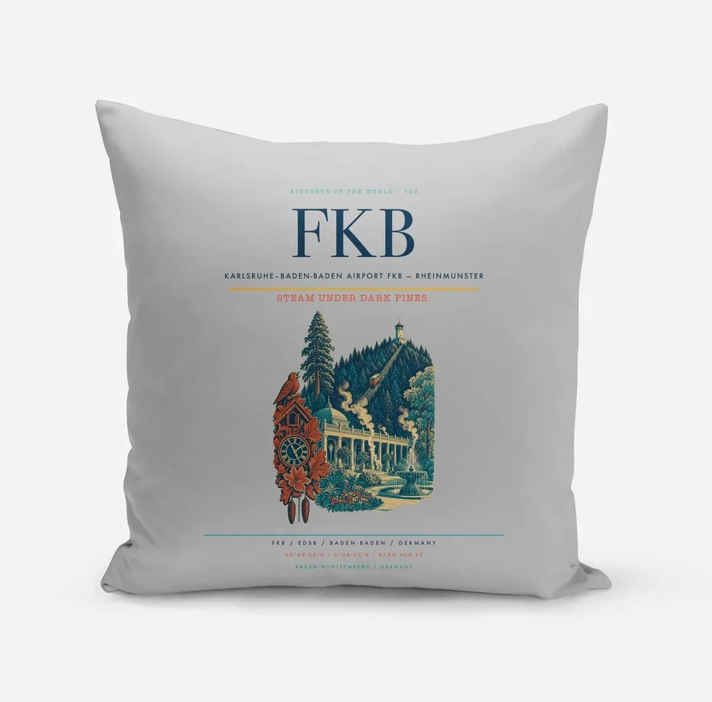 Karlsruhe–Baden-Baden Airport (FKB) design on light gray pillow
