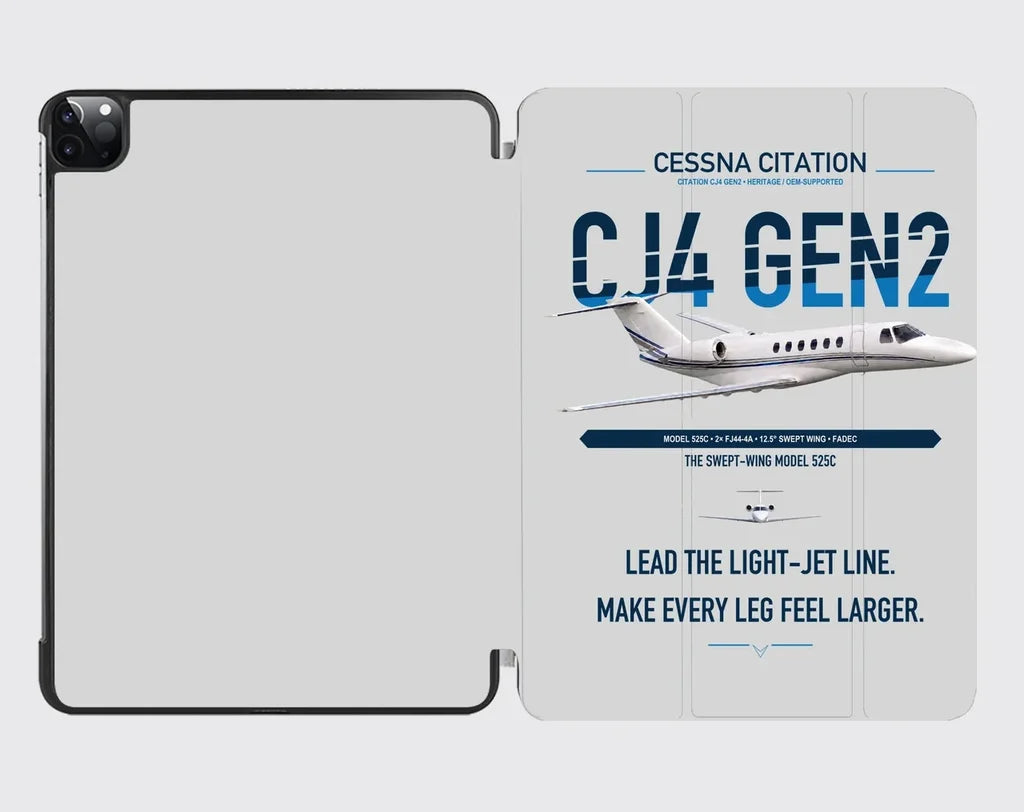 Cessna Citation CJ4 Gen2 design on light gray ipad tablet case
