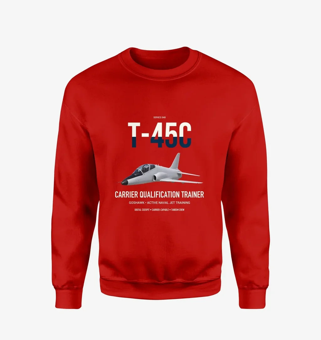 T-45C Goshawk design on red sweatshirt
