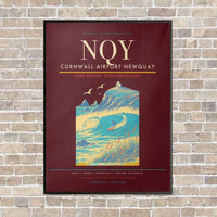 Thumbnail for Cornwall Airport Newquay NQY vertical canvas print - framed - dark red background