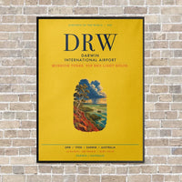 Thumbnail for Darwin International Airport DRW vertical canvas print - framed - yellow background