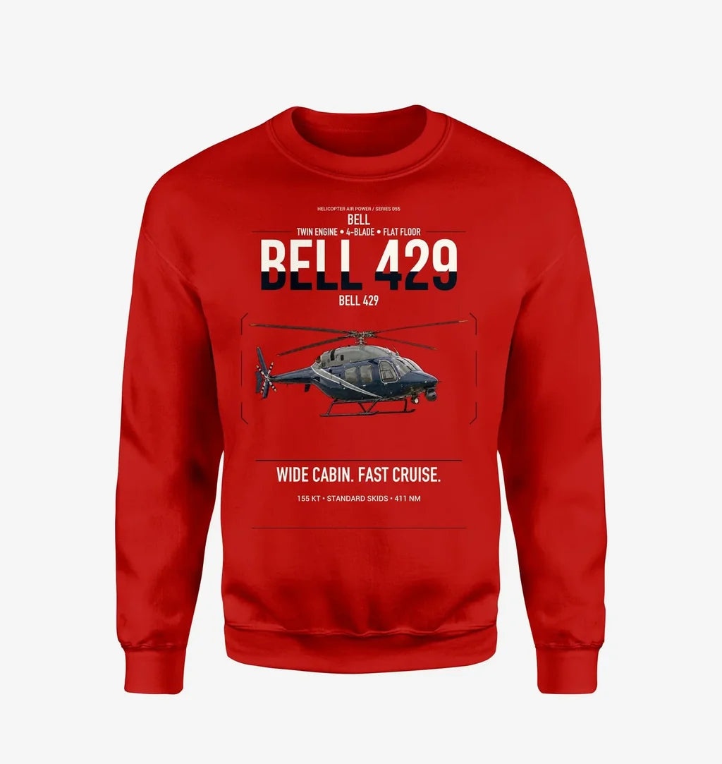 Bell 429 design on red sweatshirt