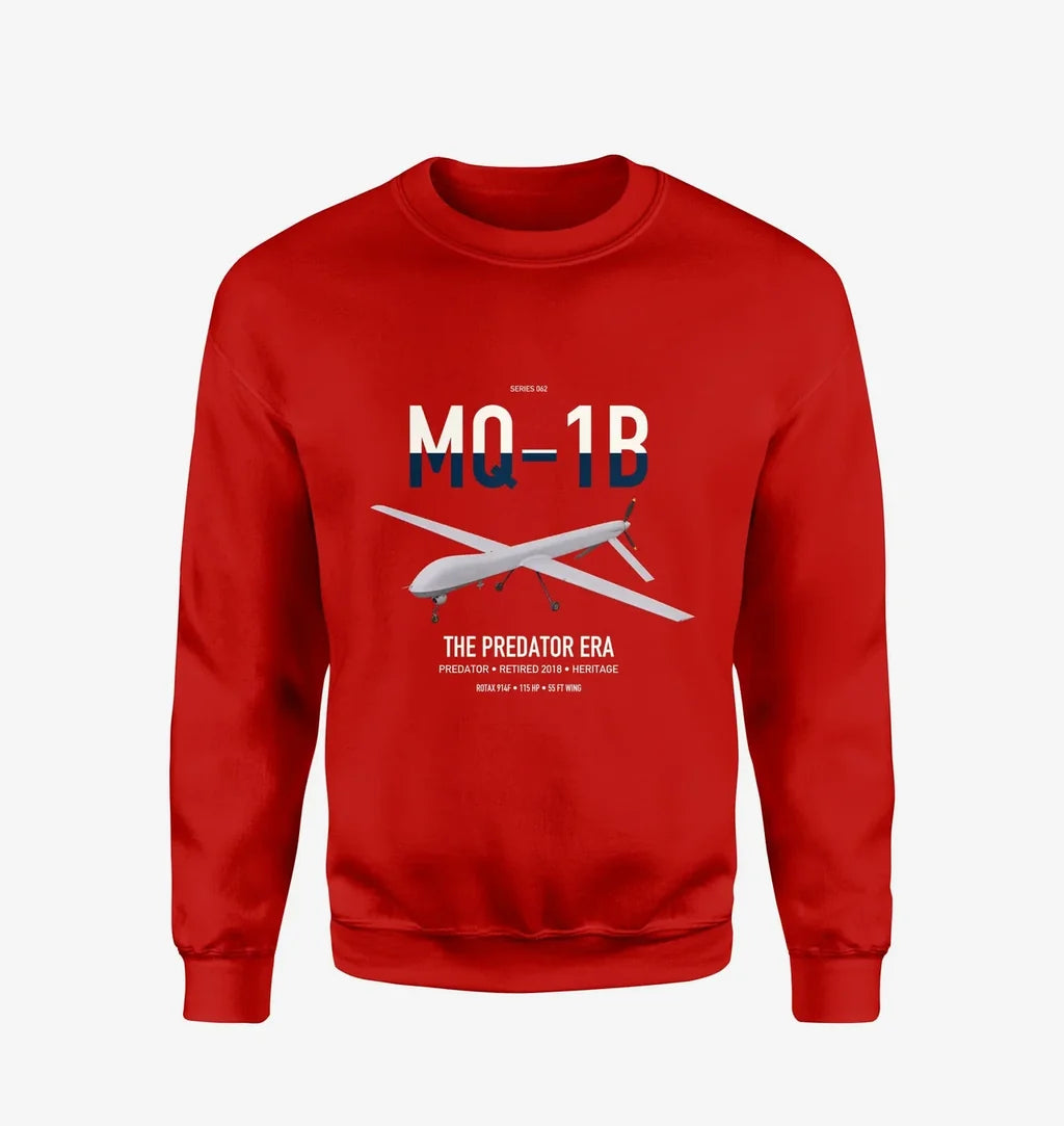 MQ-1B Predator design on red sweatshirt