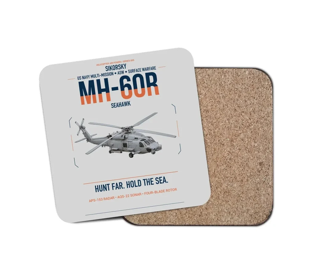 Sikorsky MH-60R Seahawk design on light gray 1 piece coaster
