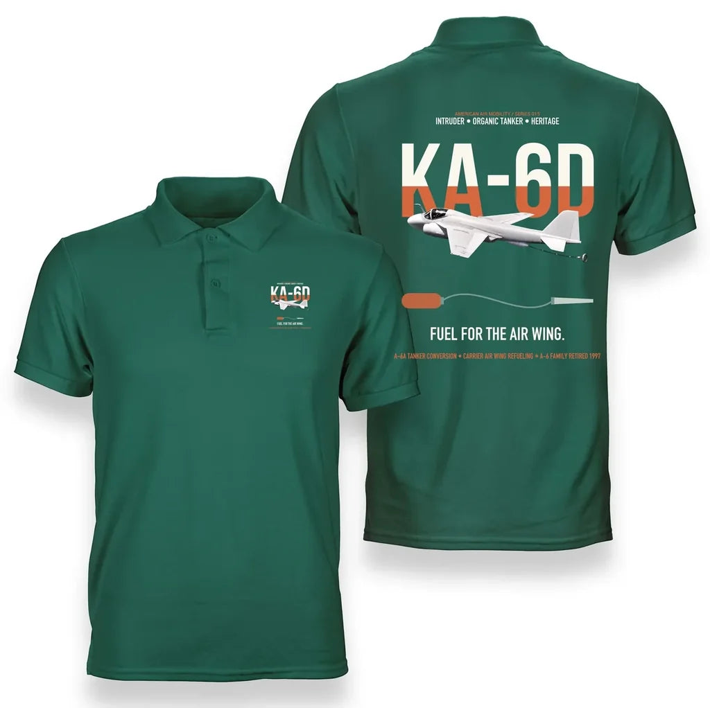KA-6D Intruder design on green double-side polo t-shirt, double-side print