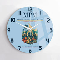 Thumbnail for Maputo International Airport (MPM) design on light blue no frame wall clock