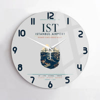 Thumbnail for Istanbul Airport (IST) design on light gray no frame wall clock
