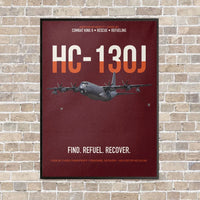 Thumbnail for HC-130J COMBAT KING II vertical canvas print - framed - dark red background