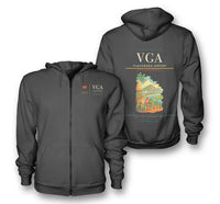 Thumbnail for Vijayawada Airport (VGA) design on dark gray premium zipped hoodie