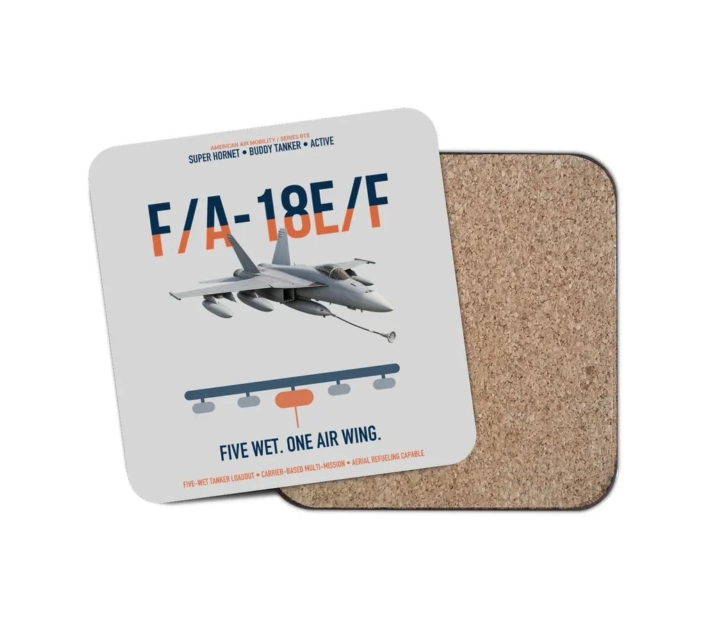 F A-18E F Buddy Tanker design on light gray 1 piece coaster