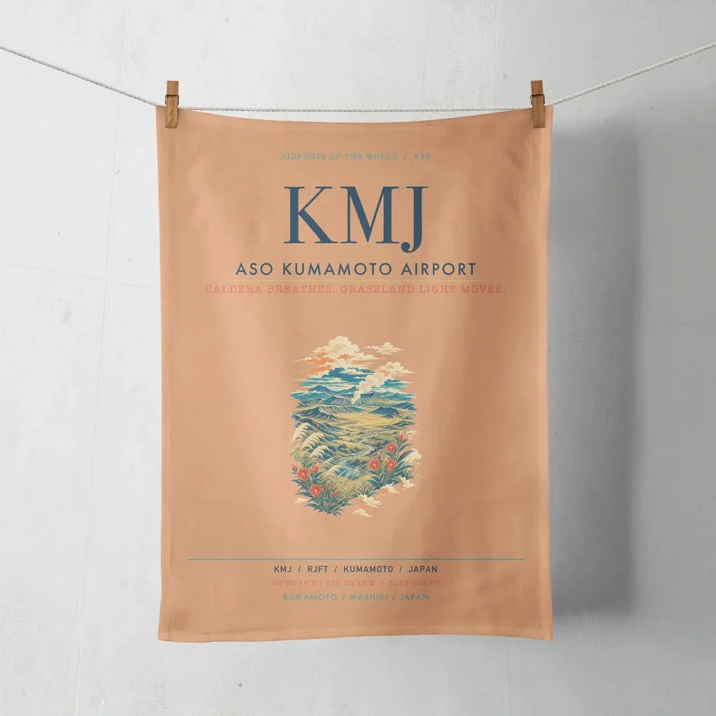 Aso Kumamoto Airport (KMJ) design on orange towel