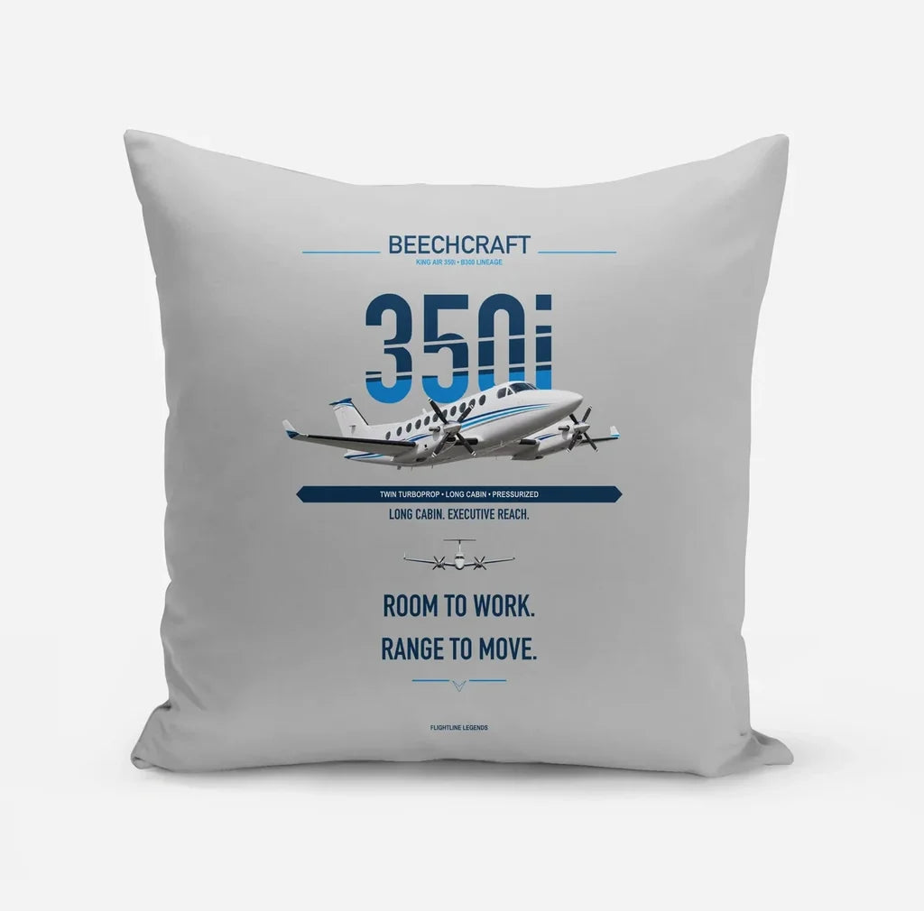 Beechcraft King Air 350i design on light gray pillow
