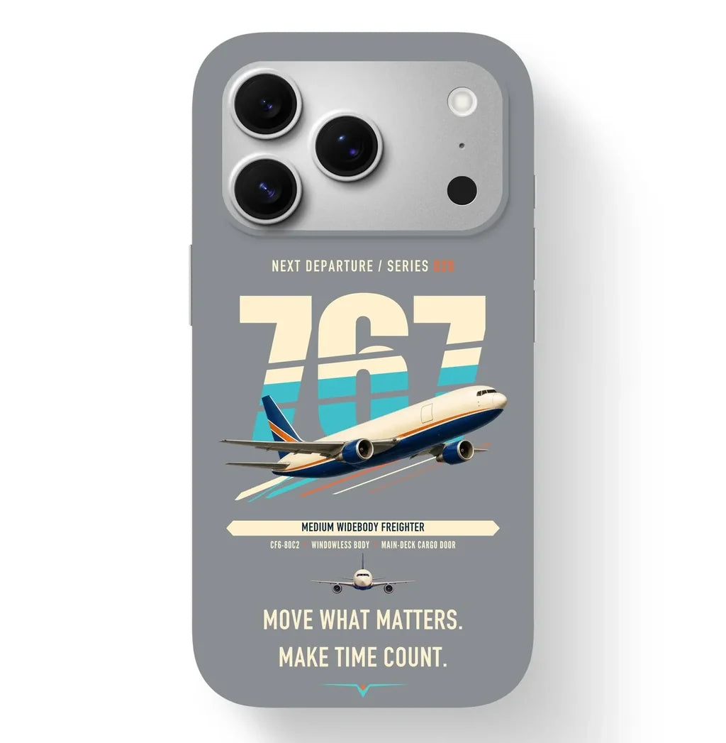 Boeing 767-300F design on gray magsafe iphone case