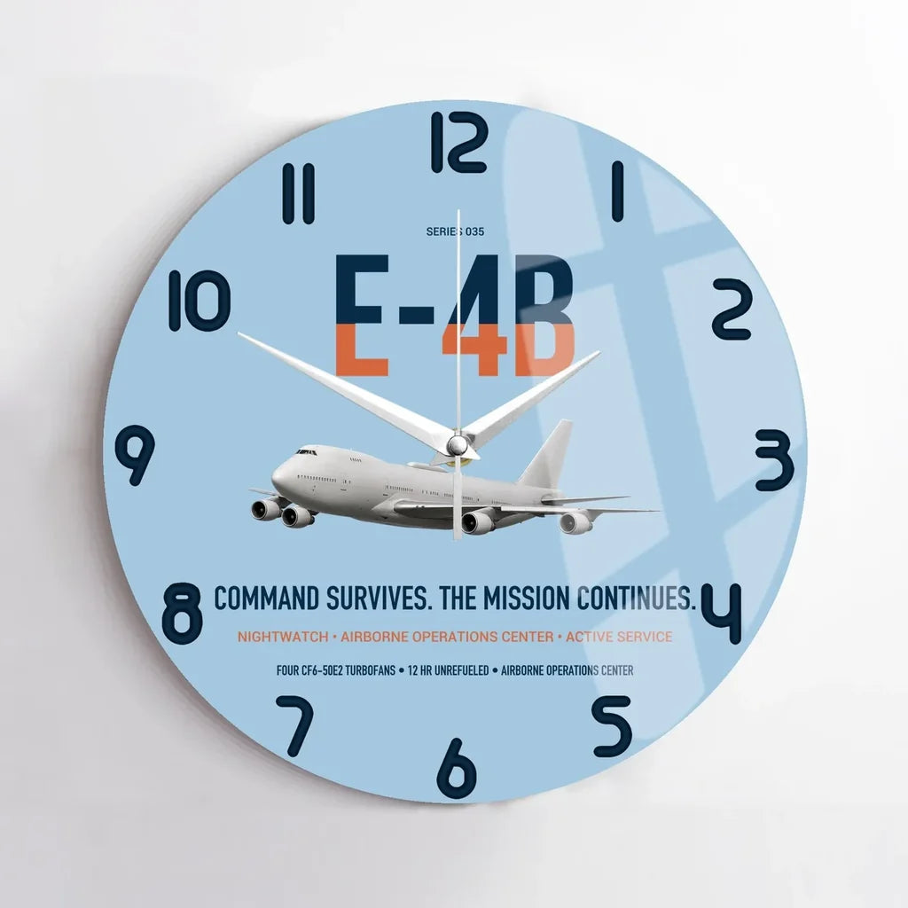 E-4B Nightwatch design on light blue no frame wall clock