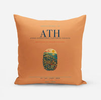 Thumbnail for Athens International Eleftherios Venizelos Airport (ATH) design on orange pillow