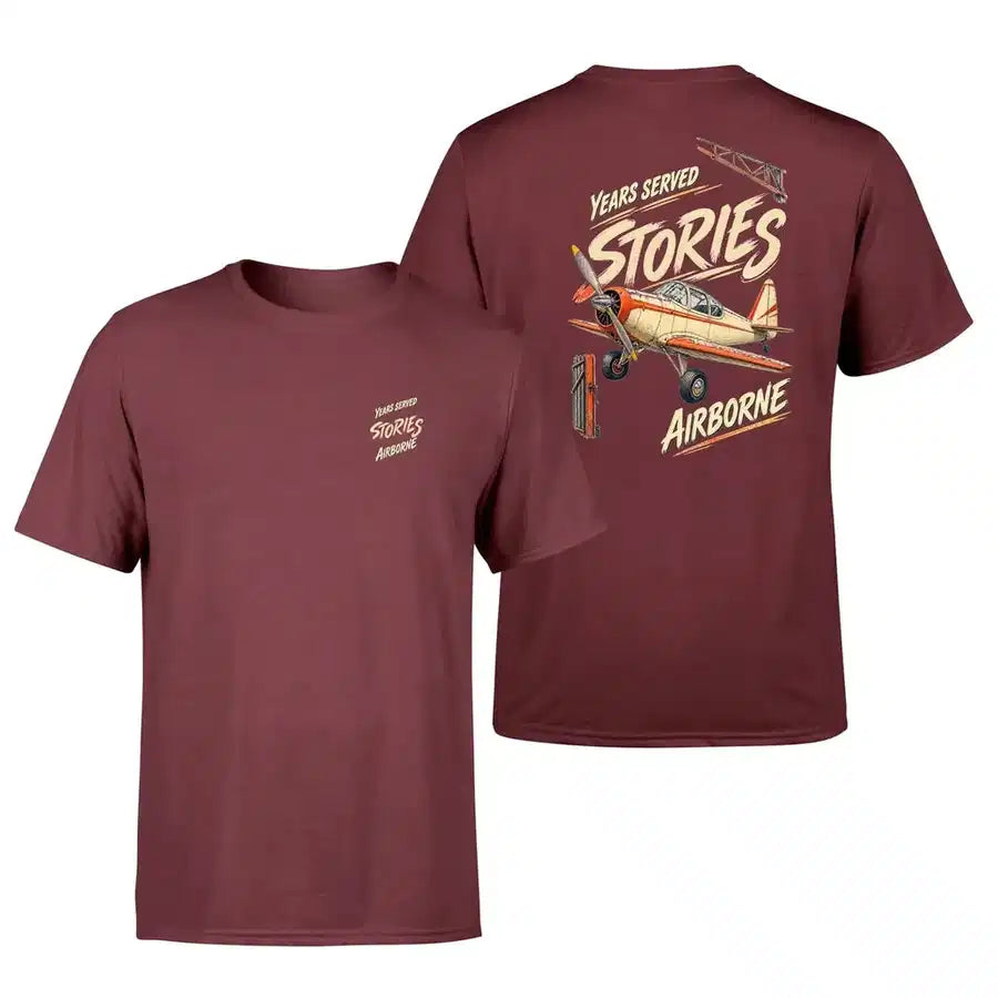 SIGNAL 582 - Years Served Stories Airborne - Double-Side T-Shirt design on dark red double side t shirt