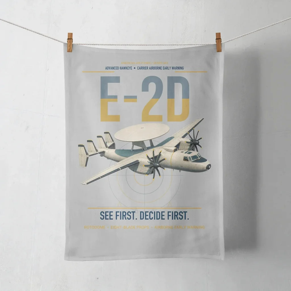 E-2D Advanced Hawkeye design on light gray towel