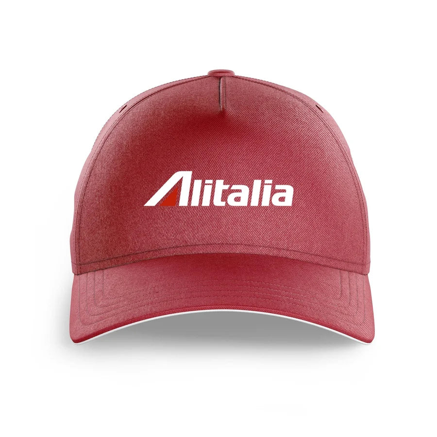 Alitalia Airlines logo printed on dark red cap