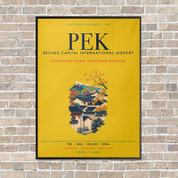 Thumbnail for Beijing Capital International Airport PEK vertical canvas print - framed - yellow background