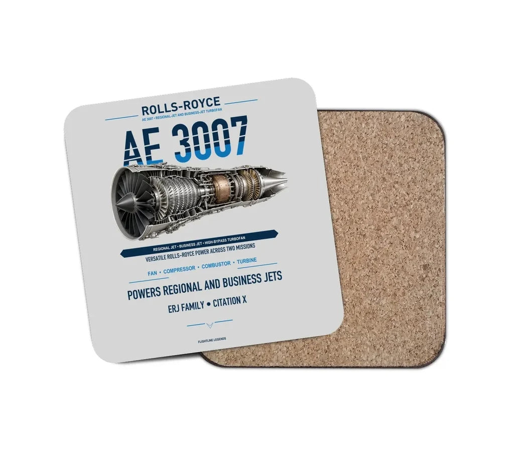 AE 3007 design on light gray 1 piece coaster