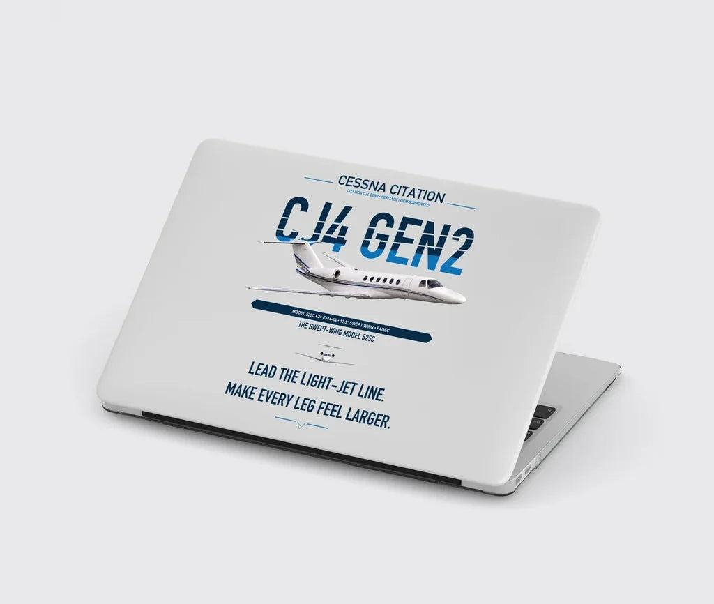 Cessna Citation CJ4 Gen2 design on light gray MacBook case