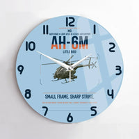 Thumbnail for MD AH-6M Little Bird design on light blue no frame wall clock