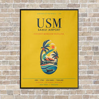 Thumbnail for Samui Airport Koh Samui USM vertical canvas print - framed - yellow background