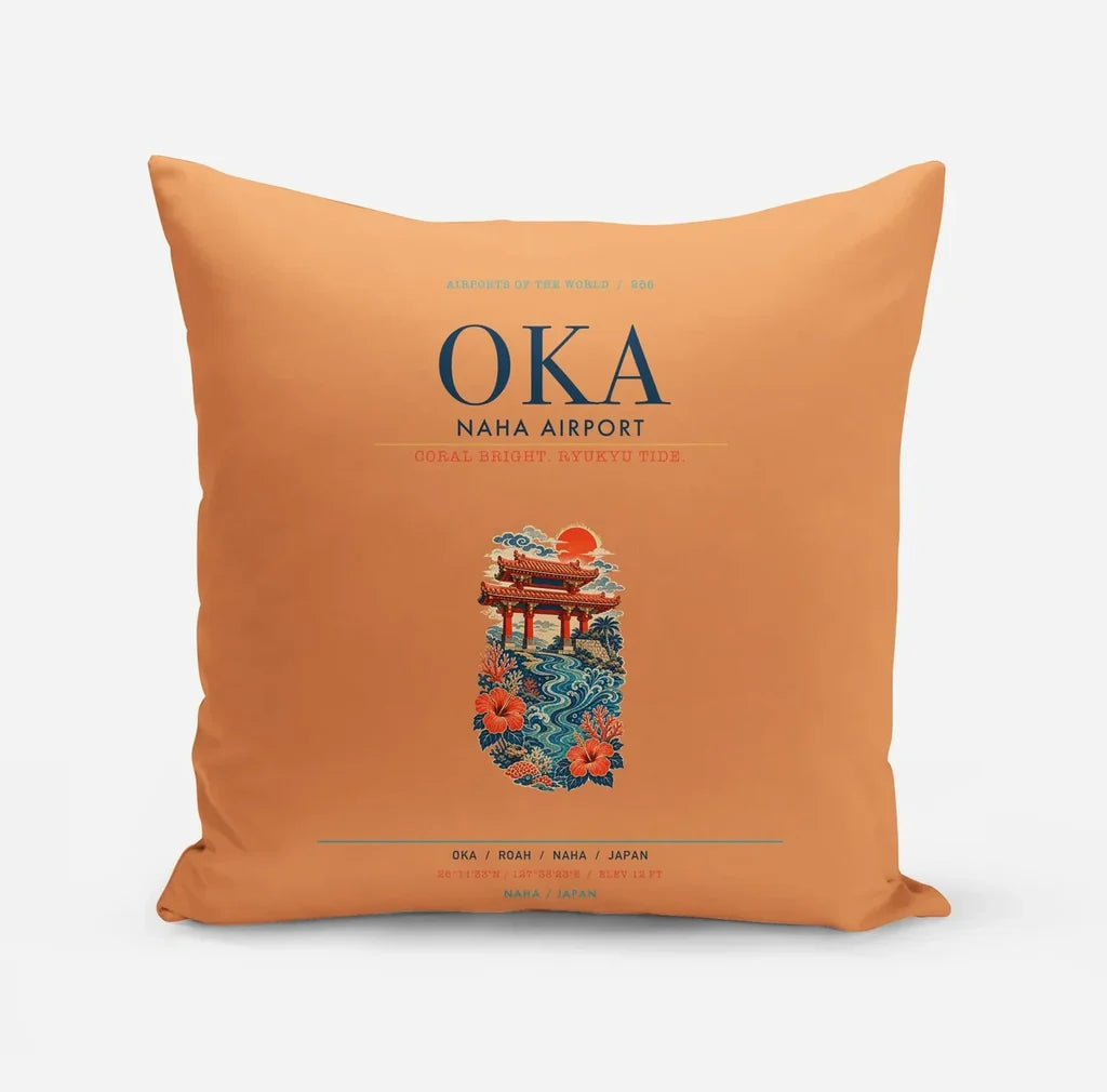 Naha Airport (OKA) design on orange pillow