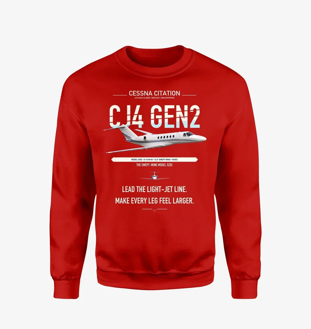 Cessna Citation CJ4 Gen2 design on red sweatshirt