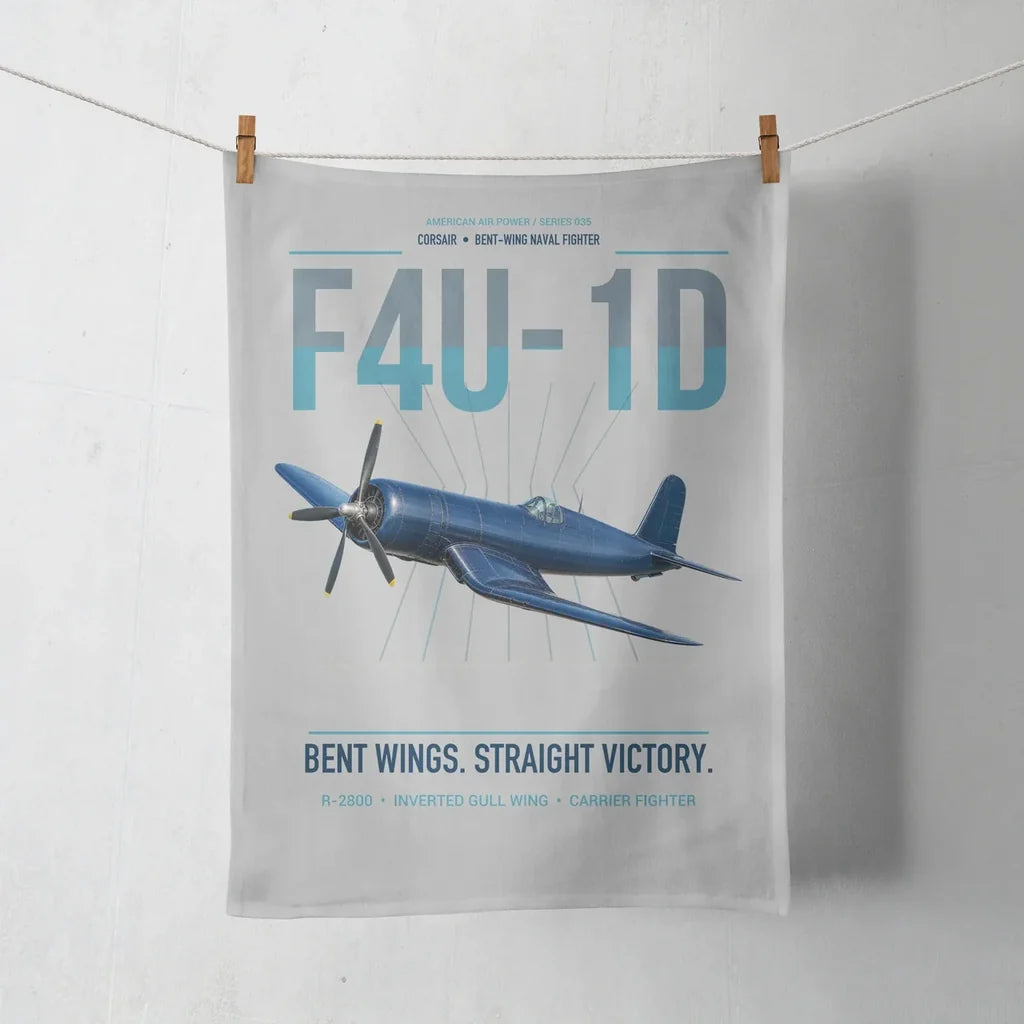 F4U-1D Corsair design on light gray towel