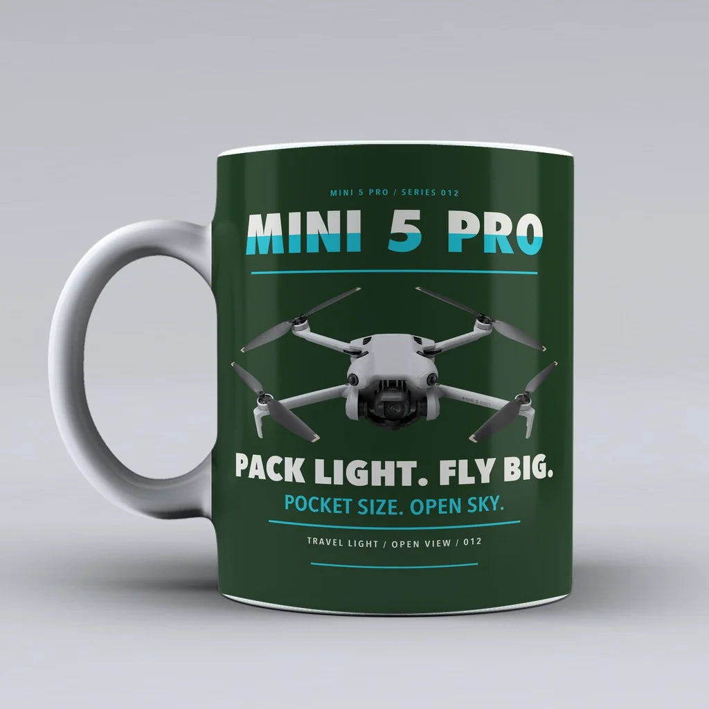 Mini 5 Pro Mug design on dark green dji