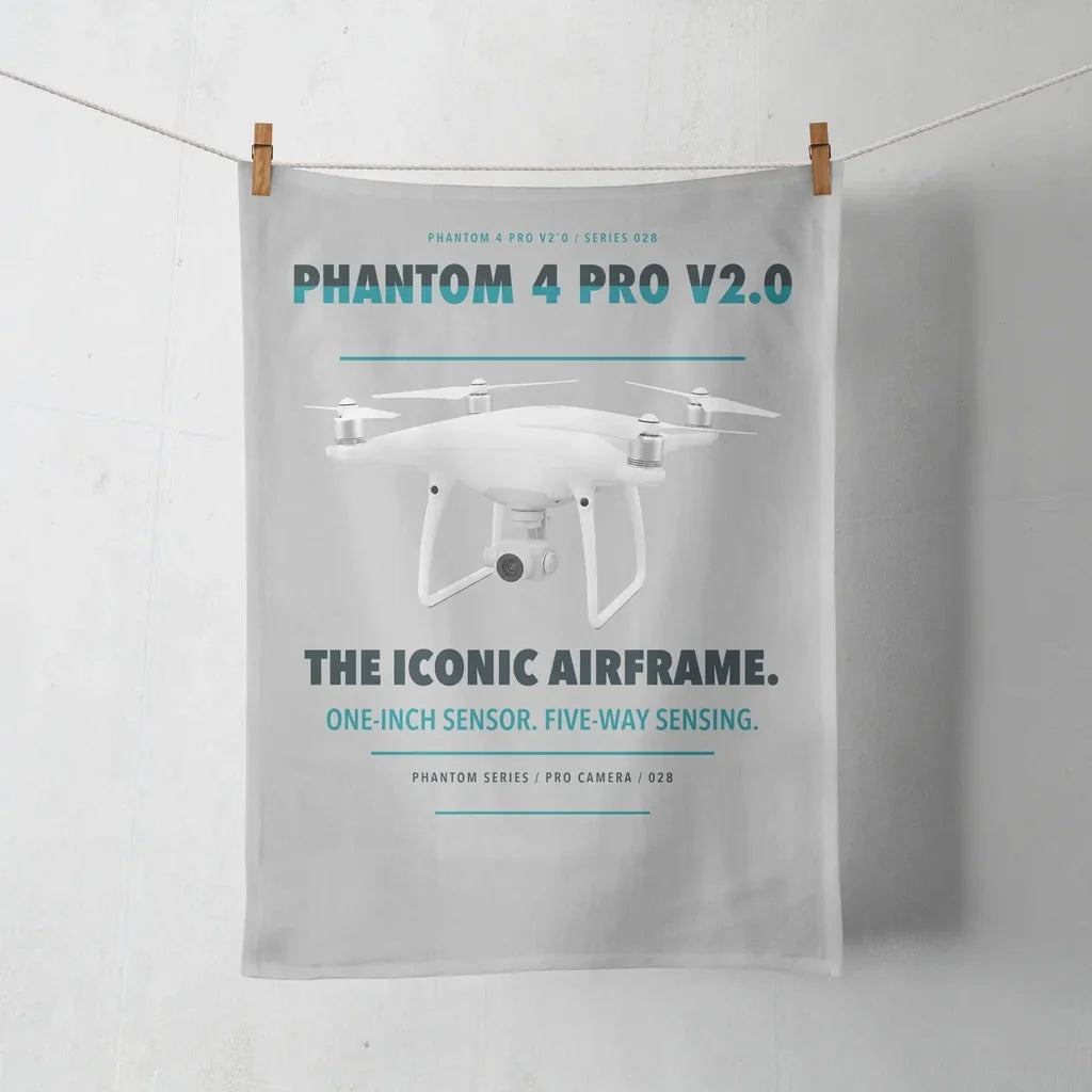 DJI Phantom 4 Pro V2.0 design on light gray towel