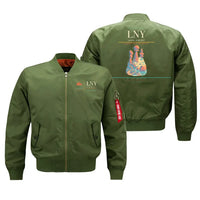 Thumbnail for Lanai Airport (LNY) design on green bomber jacket