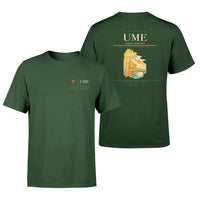 Thumbnail for Umeå Airport (UME) design printed on dark green double-side t-shirt