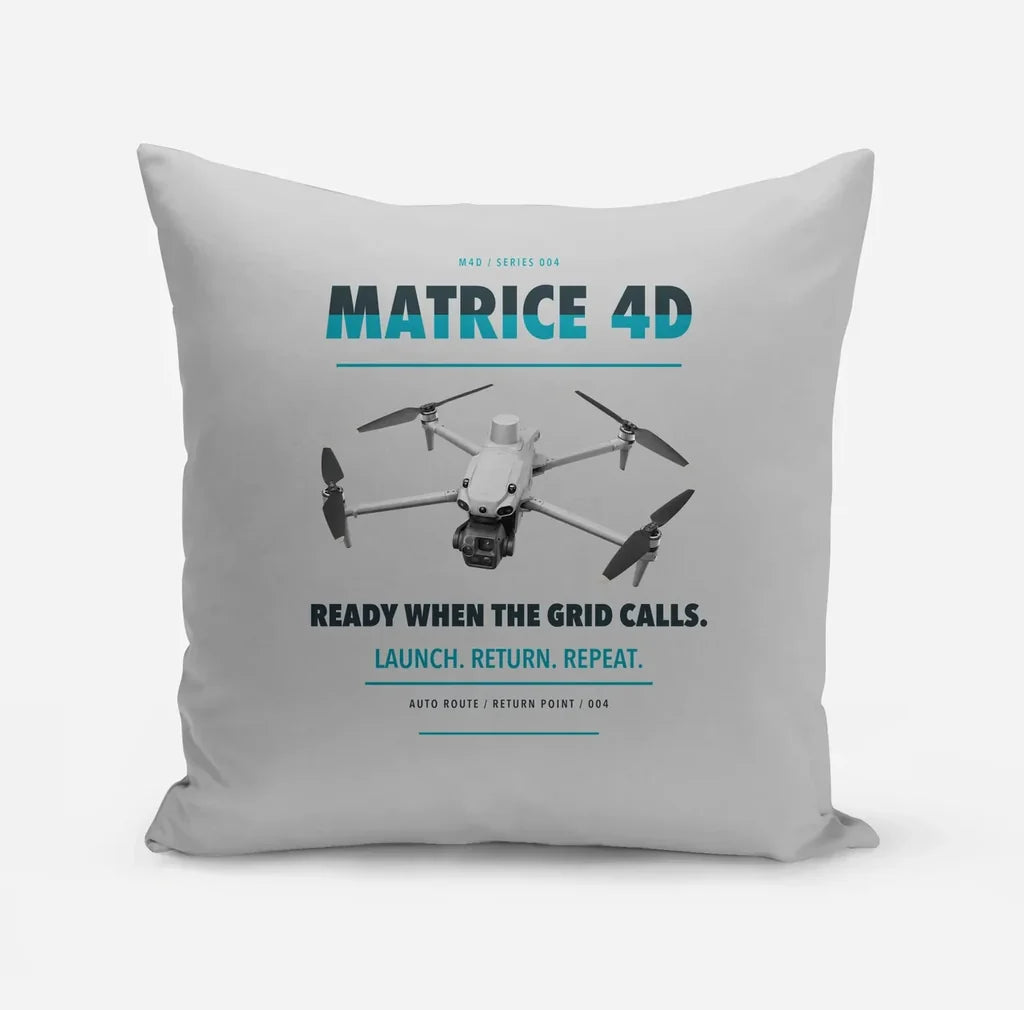 DJI Matrice 4D design on light gray pillow