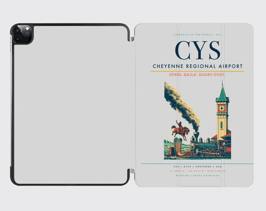 Cheyenne Regional Airport (CYS) design on light gray ipad tablet case