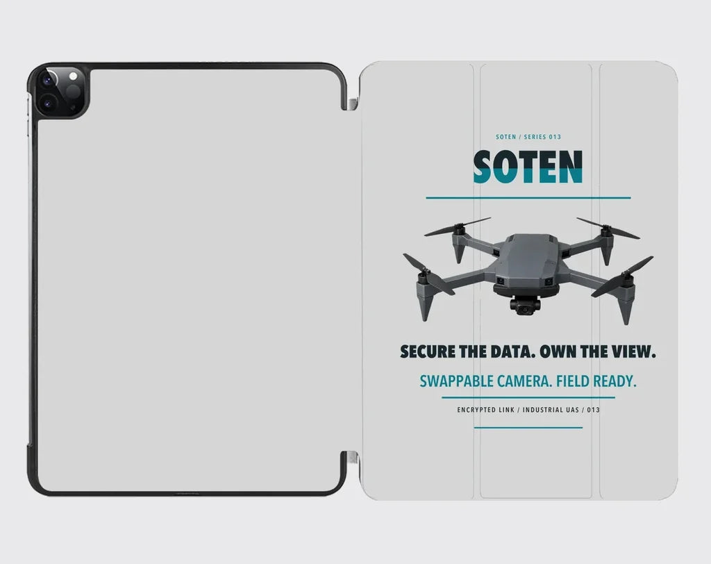 ACSL SOTEN design on light gray ipad tablet case