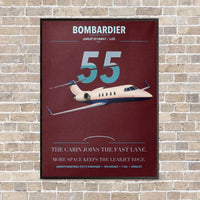 Thumbnail for Bombardier Learjet 55 vertical canvas print - framed - dark red background