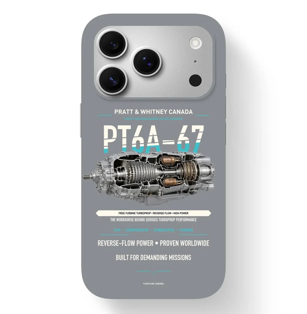 PT6A-67 Case design on gray iphone case