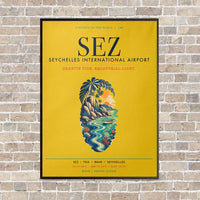 Thumbnail for Seychelles International Airport SEZ vertical canvas print - framed - yellow background