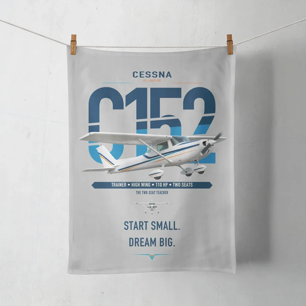 Cessna 152 design on light gray towel